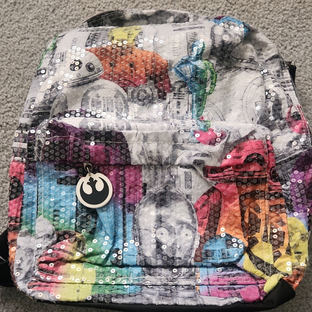 Colorful Sequin Backpack with Graphic Official Design Star Wars EUC